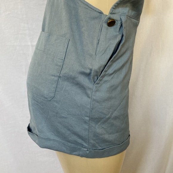SALE!!! PATRON OF PEACE Blue Romper Size Medium Adjustable Straps Cuff Hem NWT - Picture 4 of 7